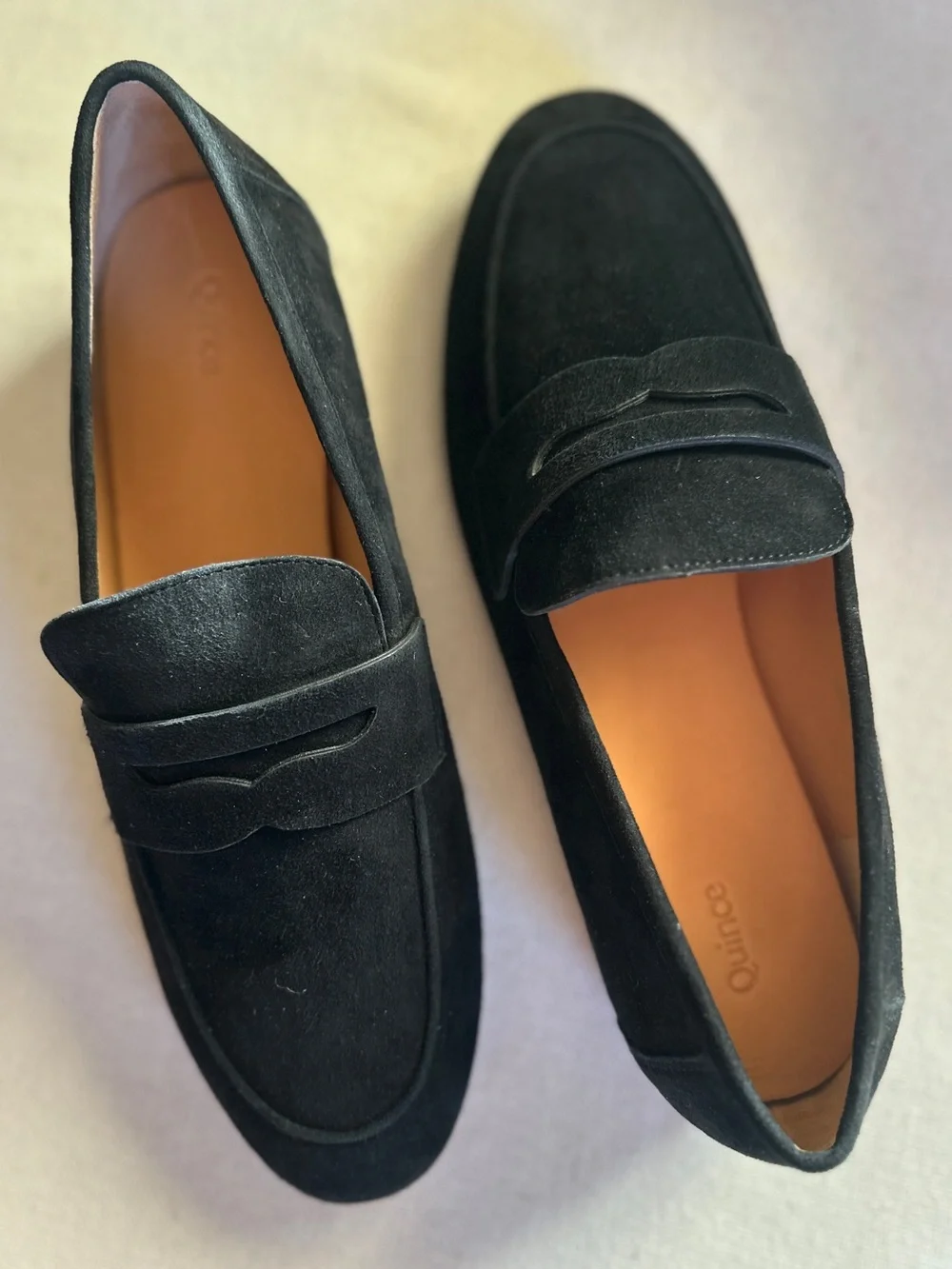 Quince Italian Suede Penny Loafers Black  New In Box Flats | 9